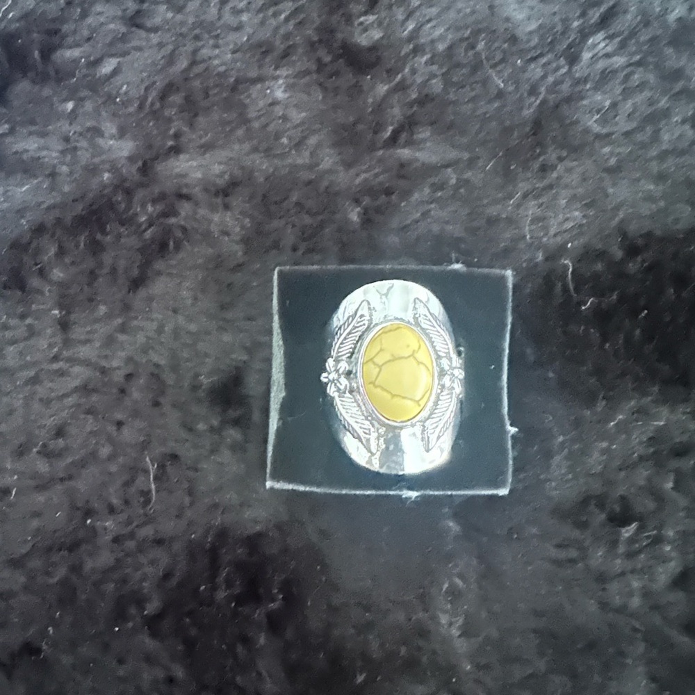 Silver Ring with Yellow Stone